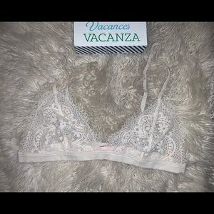 White white lace plunge bralette
